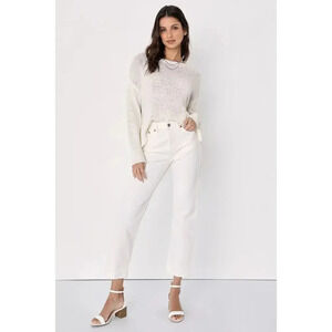 Levi's Premium White Wedgie Straight-Leg Cropped Jeans Size 26